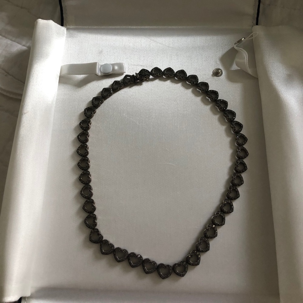 Marcasite heart link necklace